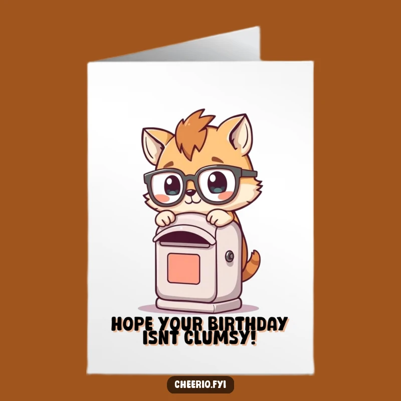 Free Printable Birthday Card: Clumsy Animal & Post Box for a Hilarious Celebration