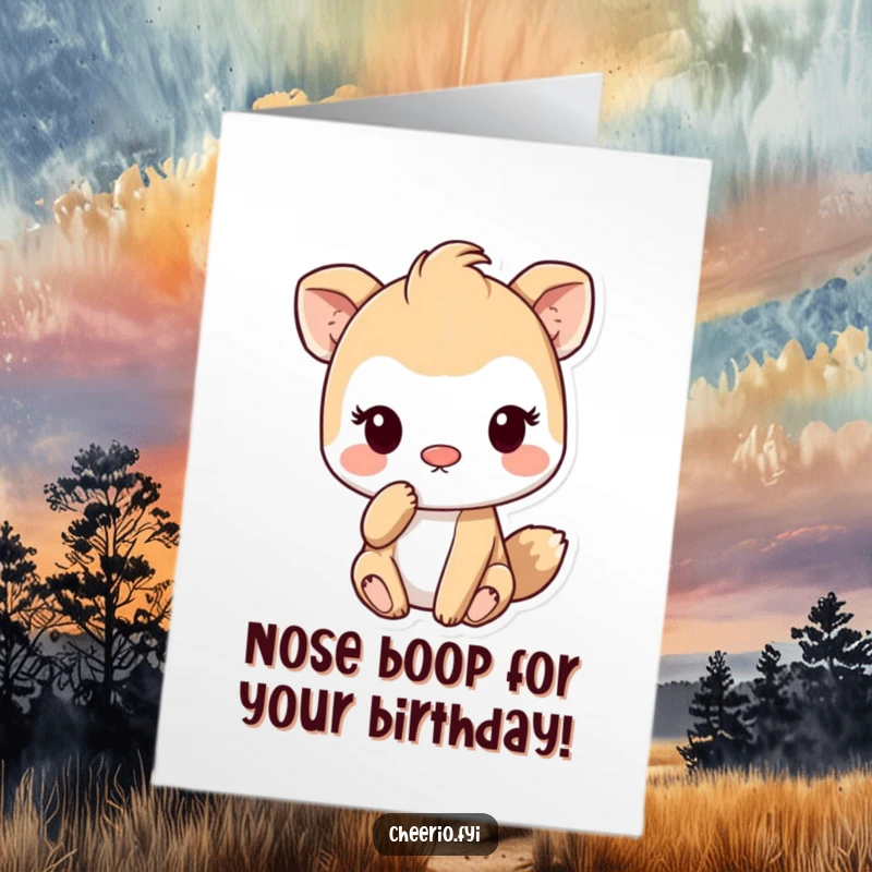 Funny Free Printable Birthday Card: A playful animal character playfully taps its nose, sharing a secret wink and birthday cheer.