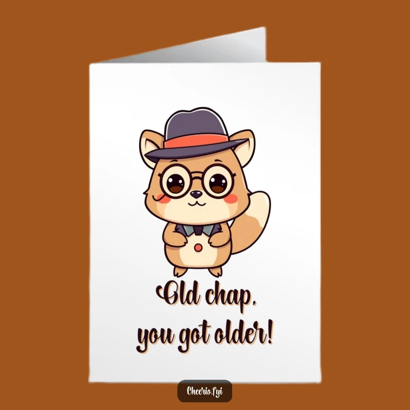 Free Printable Birthday Card: Funny Monocle Animal Curtsey Downloadable Gift