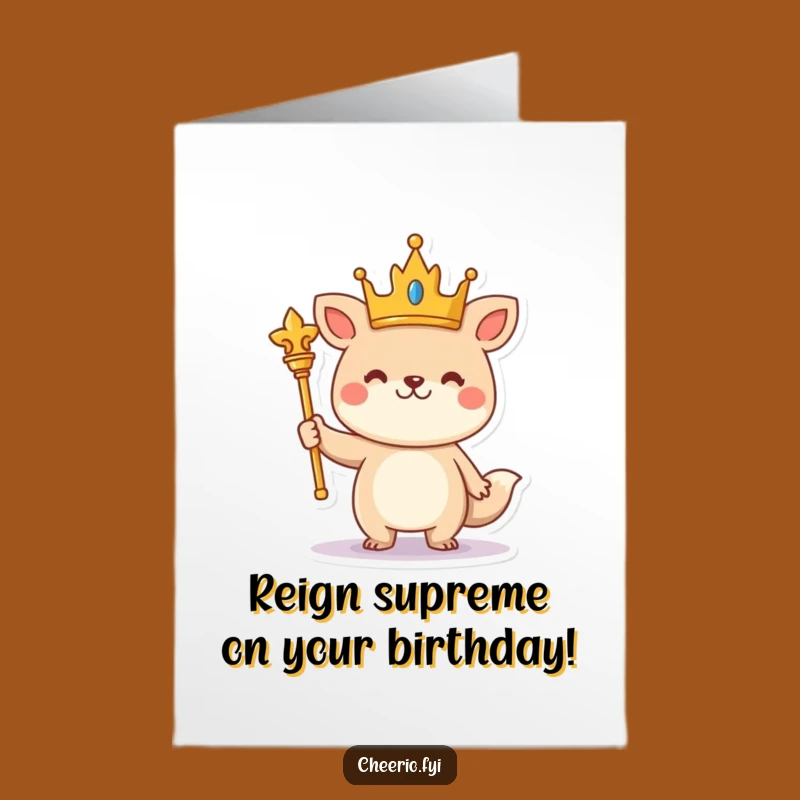 Free Printable Royal Birthday Card: Crowned Animal Downloadable Gift for Royalty
