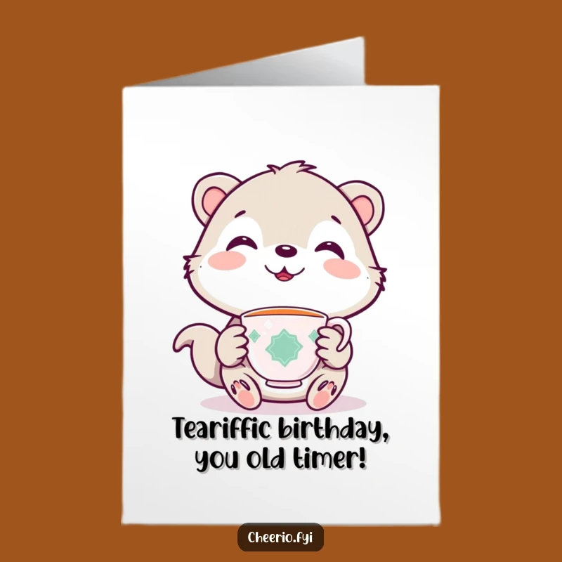 Free Printable Birthday Card: Cute Animal Tea Time Humor Downloadable Gift