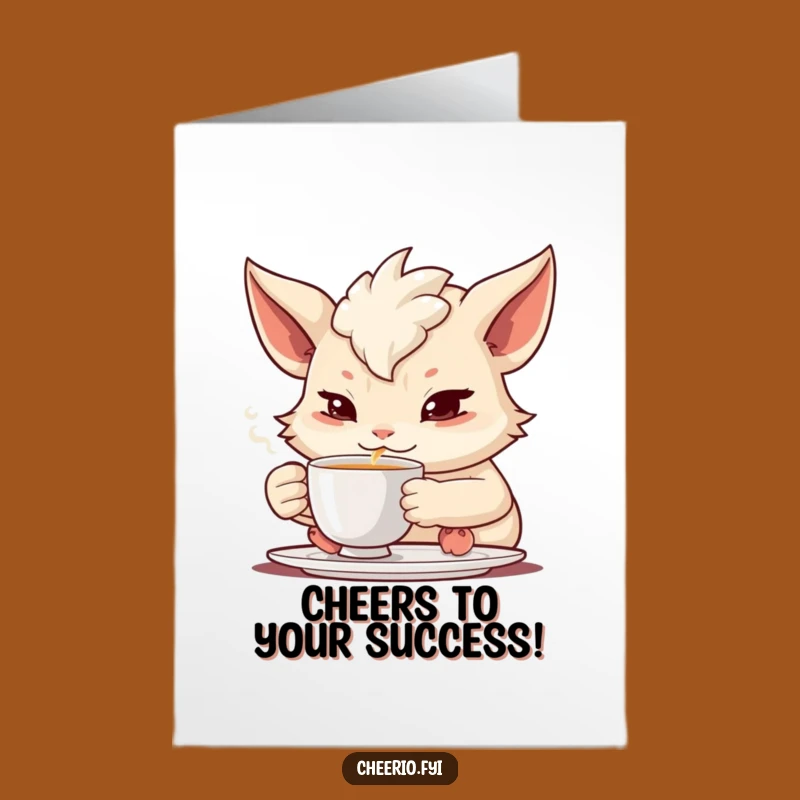 Free Printable Congrats Card: Elegant Tea Sipping Creature Downloadable