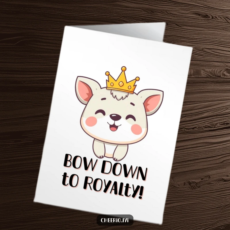 Funny Free Printable Congratulations Card: Cute animal proudly wears a tiny crown, a great DIY gift.