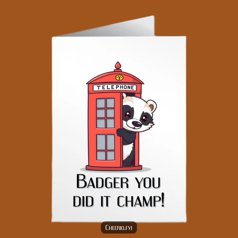 Free Printable Congrats Card: Badger Peeking, Humorous Downloadable Surprise