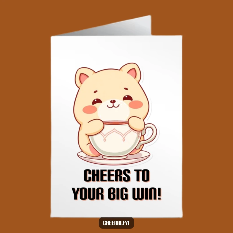Free Printable Congrats Card: Chubby Animal Tea Time - Funny Downloadable Gift