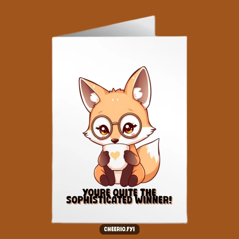 Free Printable Congrats Card: Elegant Fox Monocle Tea Celebration Downloadable