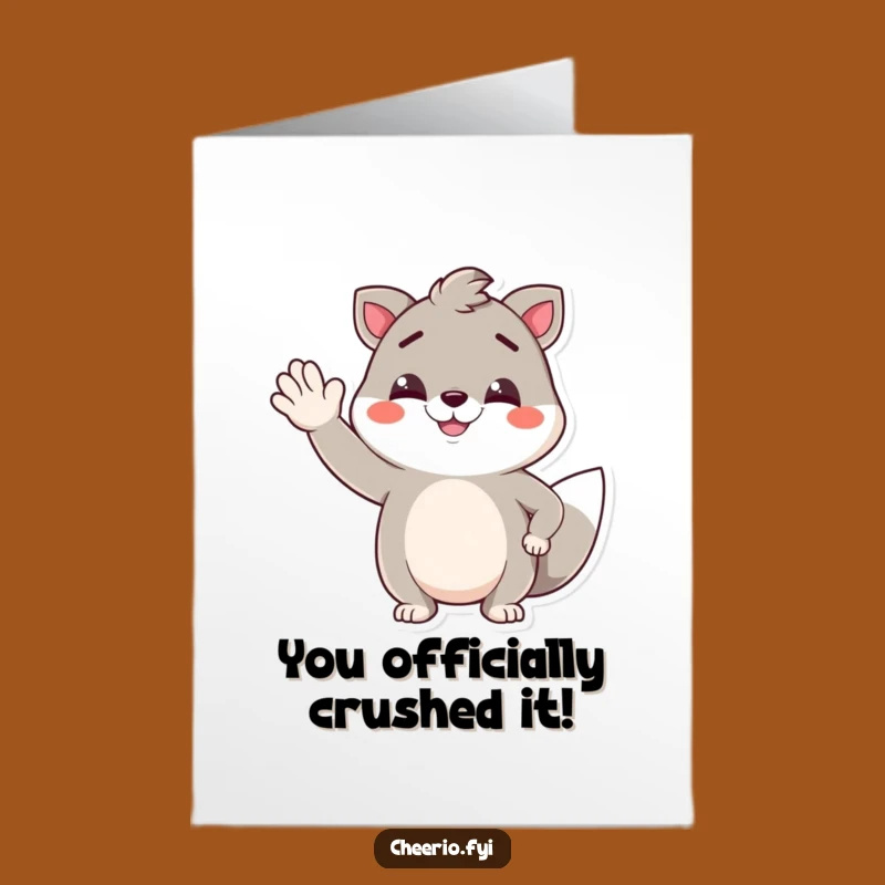 Free Printable Congrats Card: Jaunty Waving Animal Pal, Funny Downloadable Gift