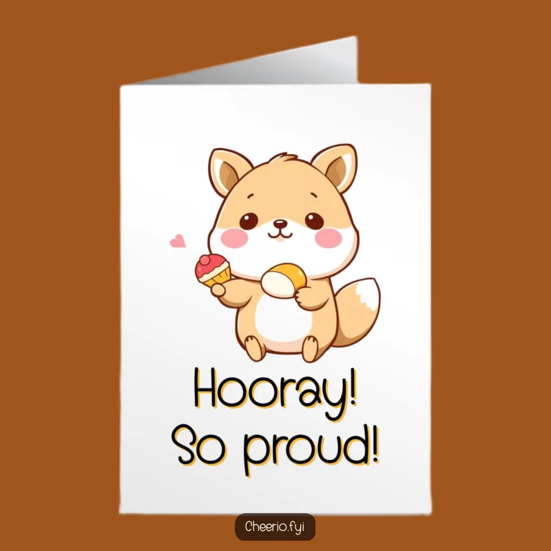 Free Printable Happy Animal Congrats Card: Funny Pastry Downloadable Gift!