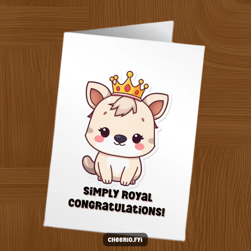 Funny Free Printable Congratulations Card: A noble British animal in a crown, looking stately and proud of an achievement.