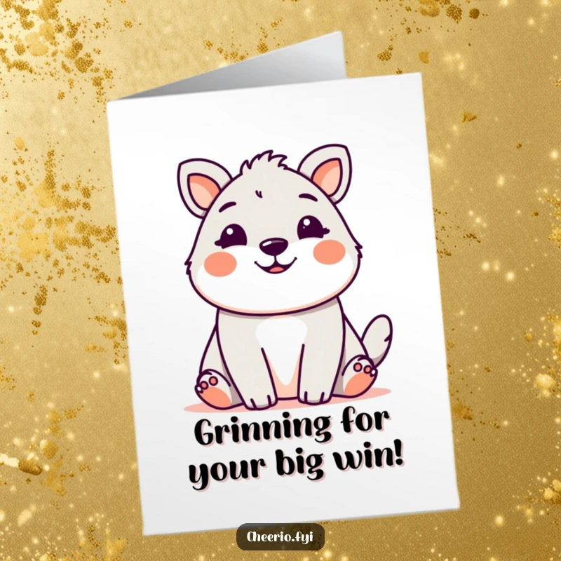 Funny Free Printable Congratulations Card featuring a cute animal with a wide, welcoming grin, a great downloadable gift.