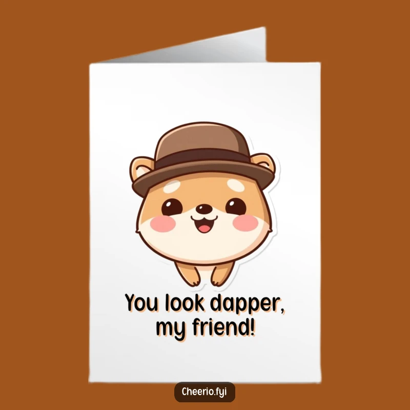 Free Printable Congrats Card: Bowler Hat Animal Funny Smile Download
