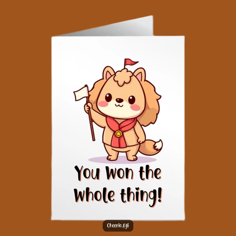 Free Printable Congrats Card: Proud Animal Raises Flag, Funny Downloadable Gift