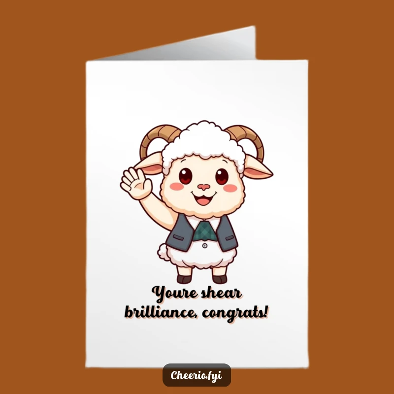 Free Printable Congrats Card: Friendly Sheep Waistcoat Success Downloadable