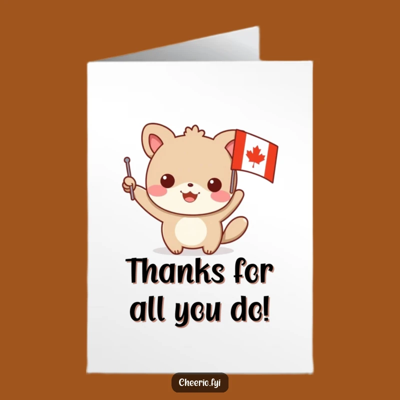 Free Printable Thank You Card: Amused Animal Offers Red Cross Flag Thanks