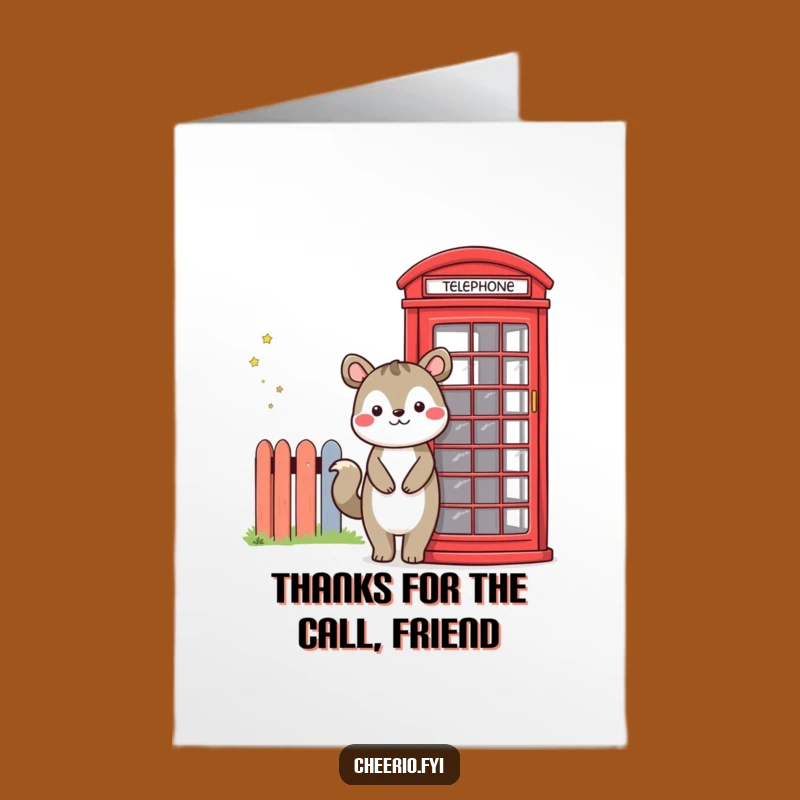 Free Printable Thank You Card: Animal & Phone Booth, Downloadable Grateful Humor