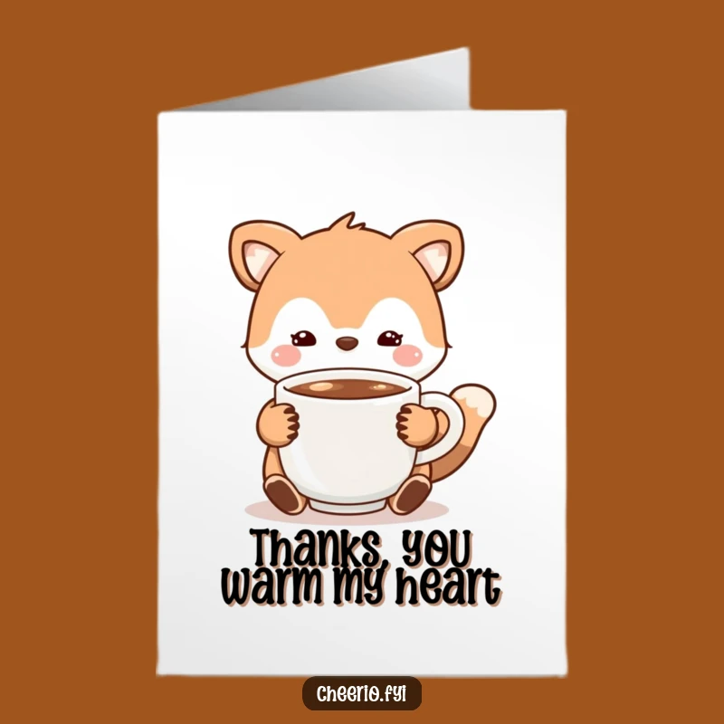 Free Printable Thank You Card: Animal with Cocoa, Downloadable DIY Gift