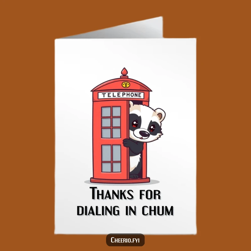 Free Printable Thank You Card: Badger Hiding, Heartfelt Humor Downloadable