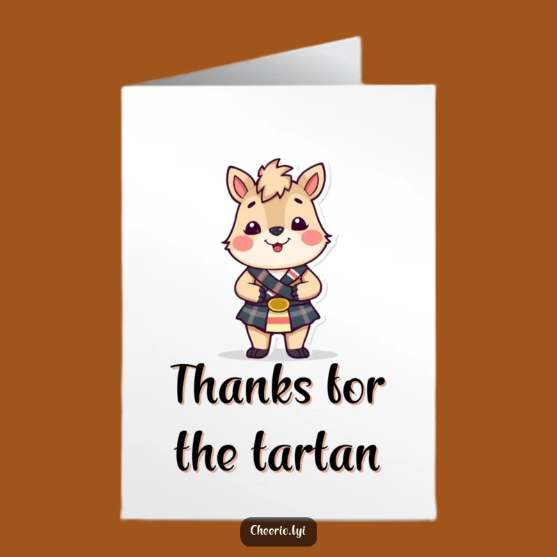 Free Printable Thank You Card: Kilted Animal, Funny Downloadable Gift of Gratitude