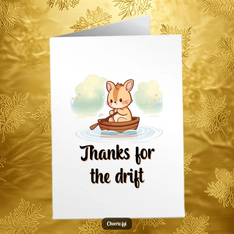 Funny Free Printable Thank You Card: British animal character rowing, a delightful and humorous way to say thanks, a perfect DIY gift.