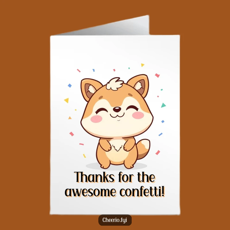 Free Printable Thank You Card: Smirking Confetti Animal, Gratitude, Funny Download