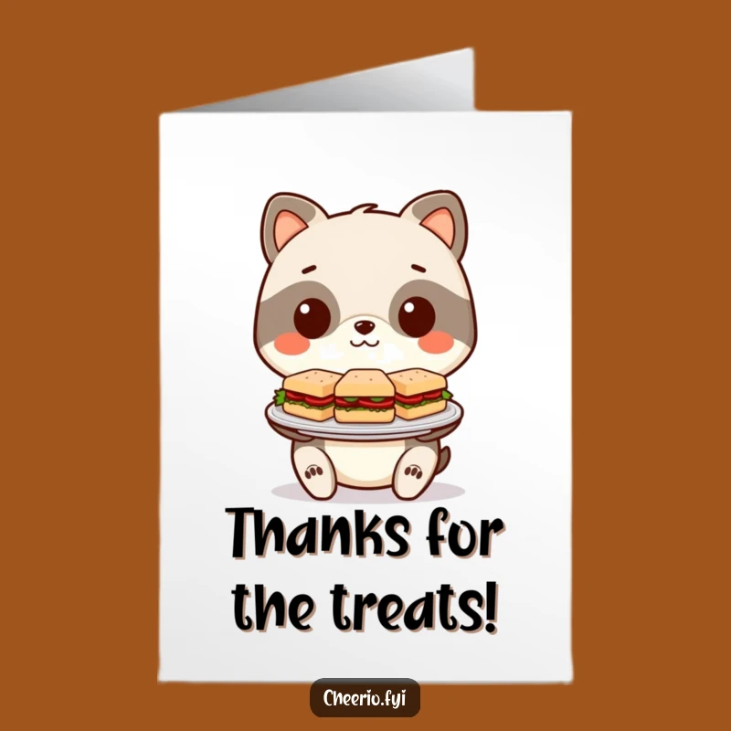 Free Printable Thank You Card: Whimsical Animal with Mini Sandwiches, DIY Gratitude