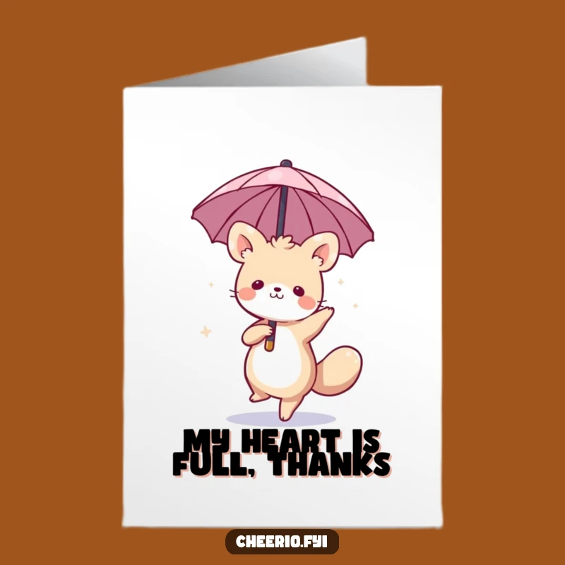Free Printable Whimsical Animal Thank You Card: Funny Umbrella Gift!
