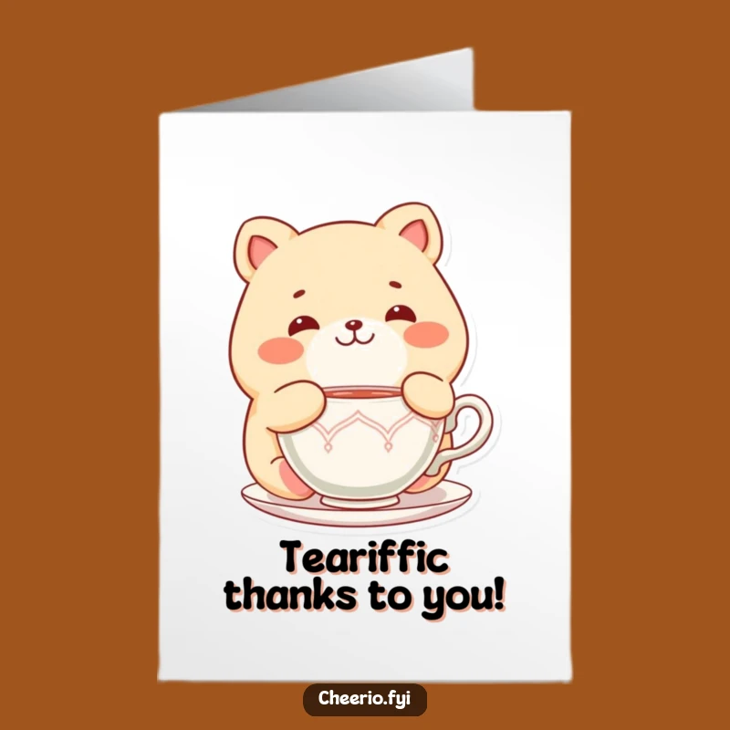 Free Printable Thank You Card: Chubby Animal Tea Time - Funny Downloadable Gift