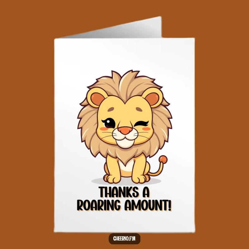 Free Printable Thank You Card: Grateful Lion Wink & Thanks Downloadable Gift