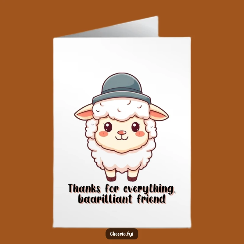 Free Printable Thank You Card: Amusing Sheep in Bowler Hat for a Delightful Downloadable Gift