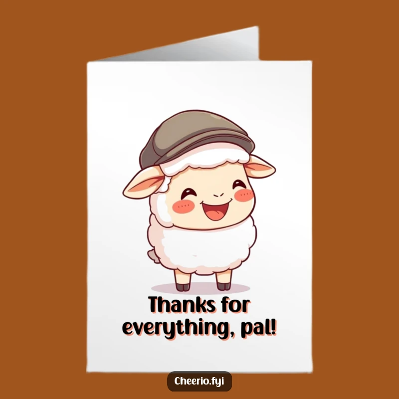 Free Printable Thank You Card: Sheep Flat Cap Grins & Thanks Downloadable Gift