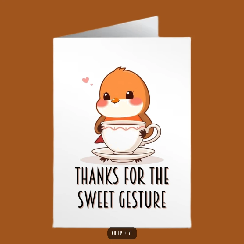 Free Printable Thank You Card: Proper Robin Teacup Gratitude Downloadable