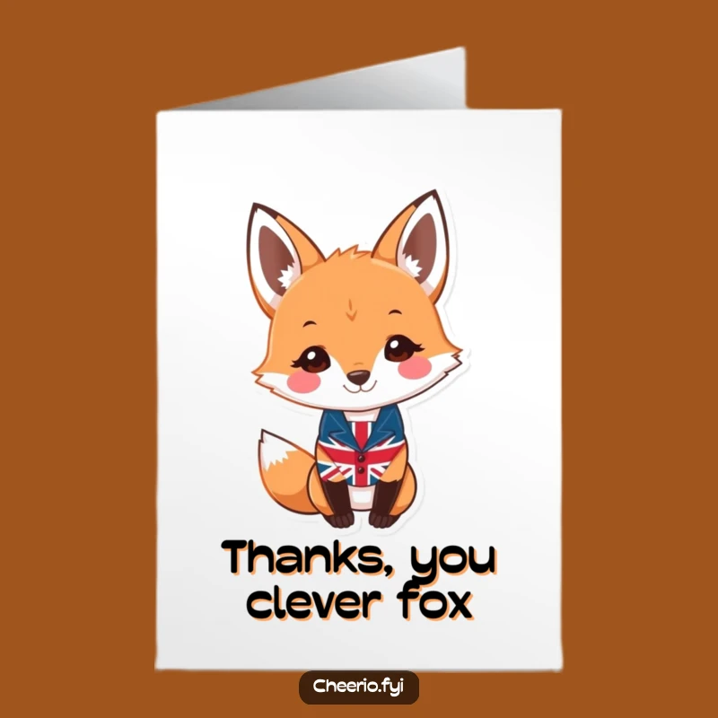 Free Printable Thank You Card: Stylish Fox for a Polite, Funny Downloadable Gift
