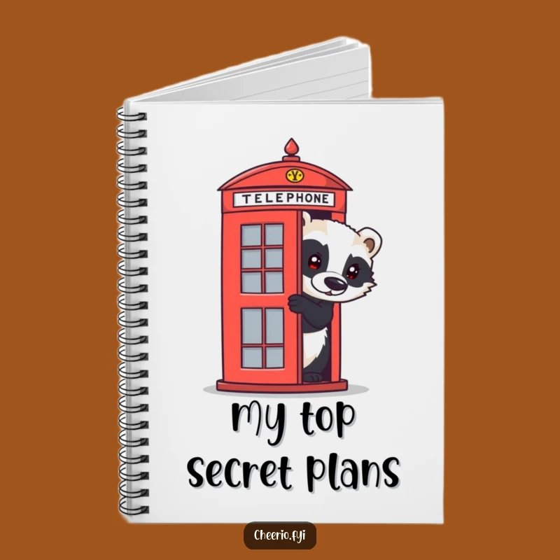 Funny Badger Notebook - Jot Down Ideas with British Phone Box Charm