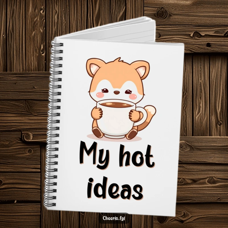 Funny Notebook featuring an animal character offering a warm cup of cocoa, perfect for jotting down ideas.