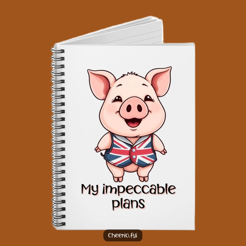 Funny Happy Pig Notebook - Union Jack Journal, Ideal Funny Gift!