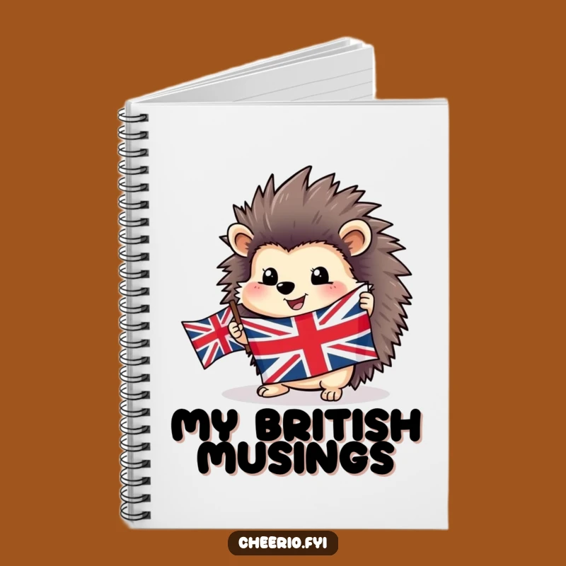 Funny Hedgehog Notebook - Journal Your Thoughts with British Flag Flair