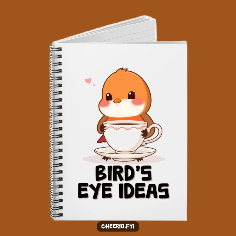 Funny Robin Teacup Notebook, Proper Journal Perfect Gift