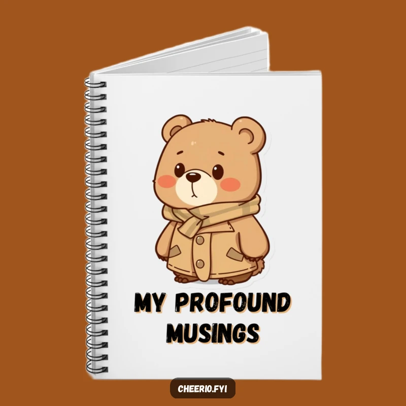 Funny Thoughtful Bear Notebook - Tweed Journal, Ideal Funny Gift!