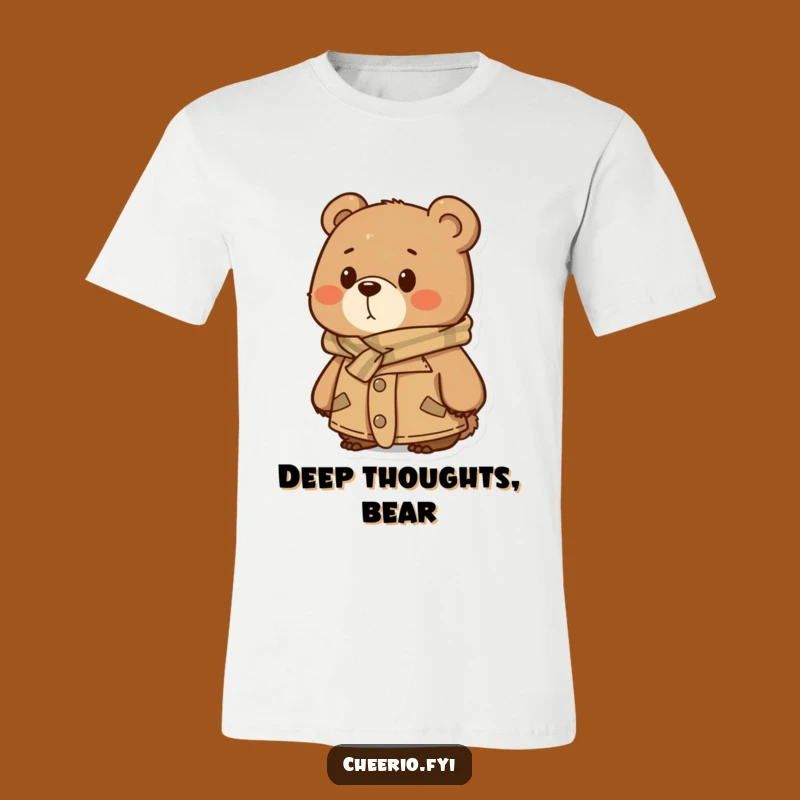 Funny Thoughtful Bear T-Shirt - Cozy Tweed Explorer Tee, Ideal Funny Gift!