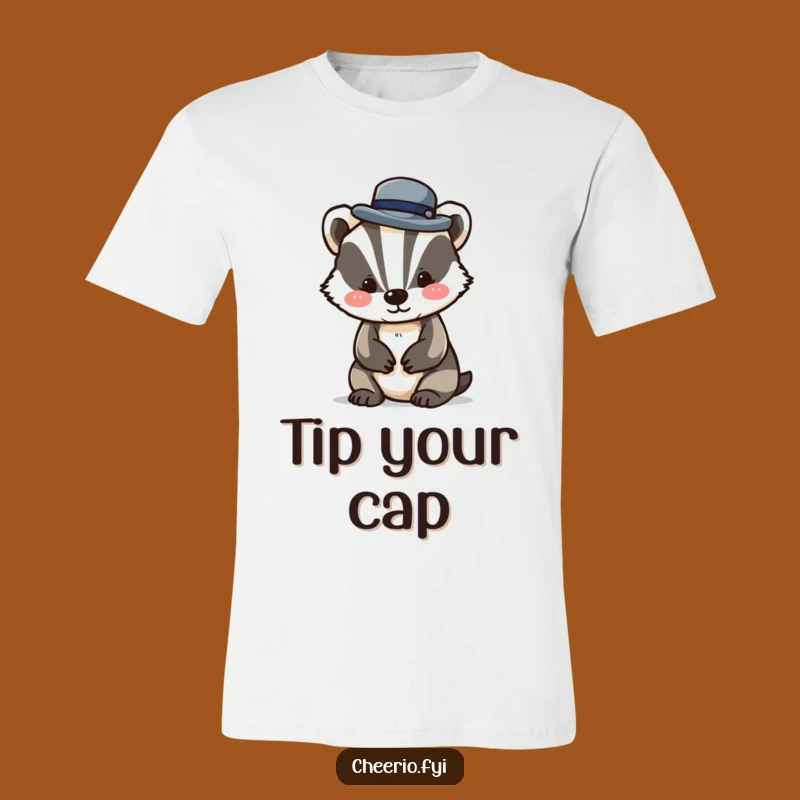 Funny Badger Bowler Hat T-Shirt: Playful Character Tee, Classy Humorous Gift