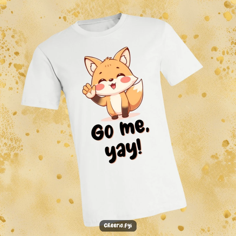 Funny t-shirt depicting a spirited fox character enthusiastically cheering with a cupped hand, perfect for expressing excitement and support.