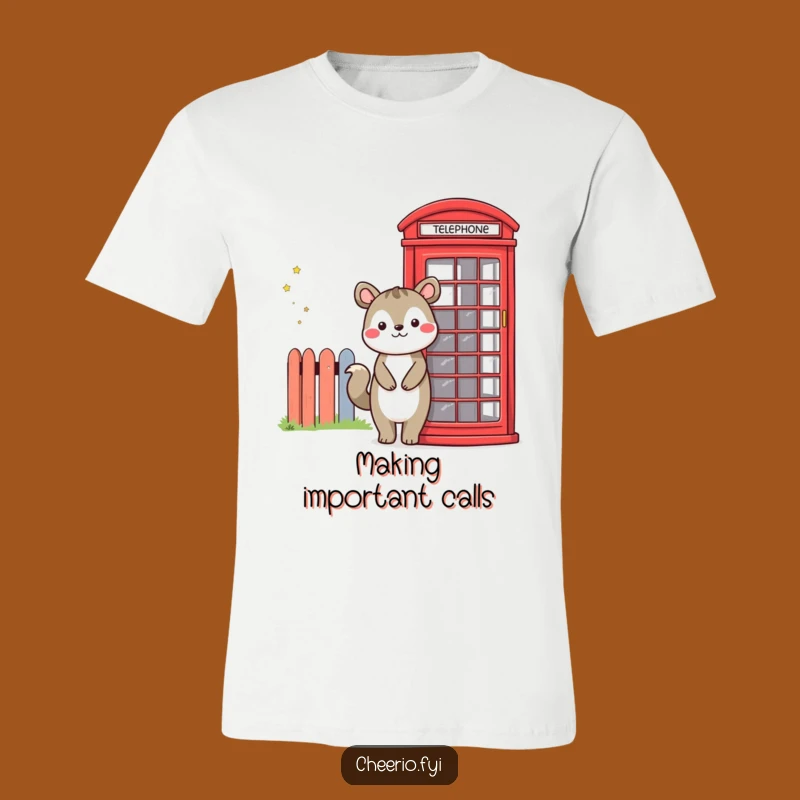 Funny Animal Phone Booth Tee, Comfy Cotton Shirt for a Laugh
