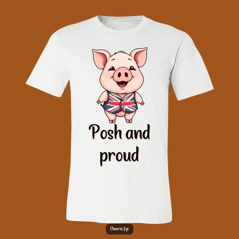 Funny Happy Pig T-Shirt - British Charm Tee, Ideal Funny Gift!