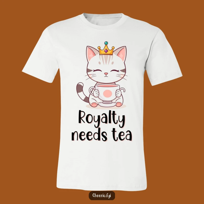 Funny Crowned Cat T-Shirt: Tea Gazing - Adorable & Hilarious Funny Gift