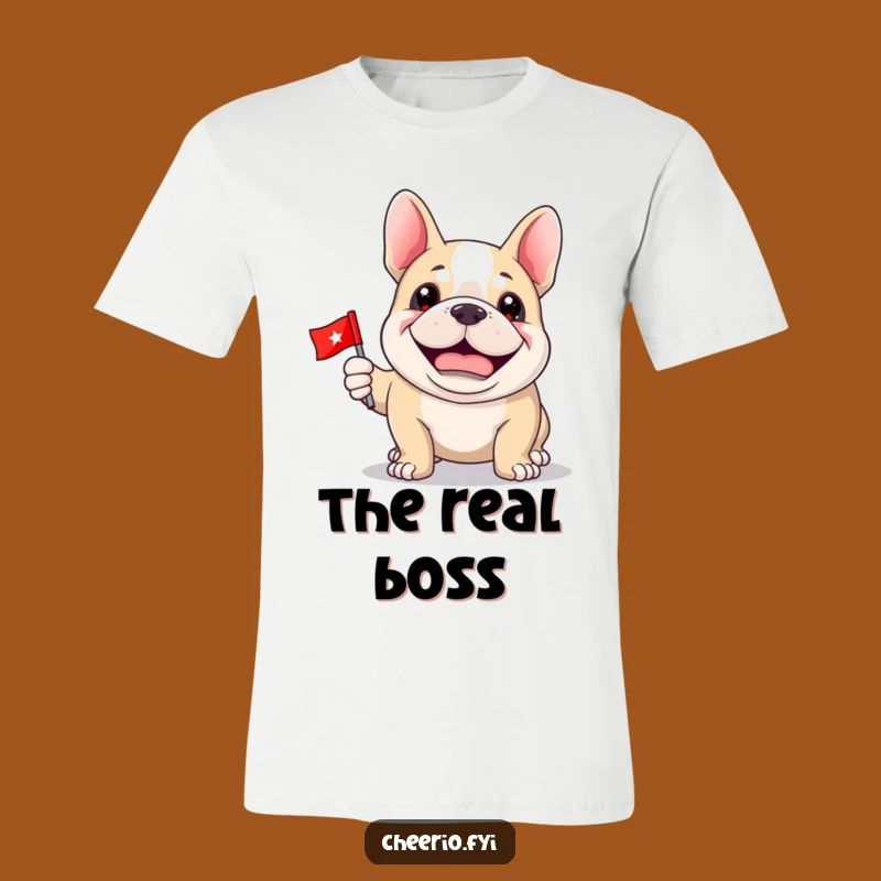 Funny Bulldog Flag T-Shirt: Proud Dog with Tiny Flag - Patriotic Humor Gift