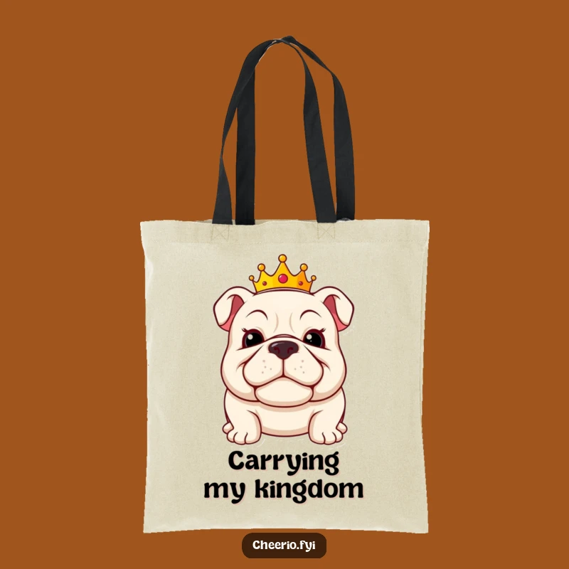 Funny Bulldog King Tote Bag - Royal & Hilarious Carry-All