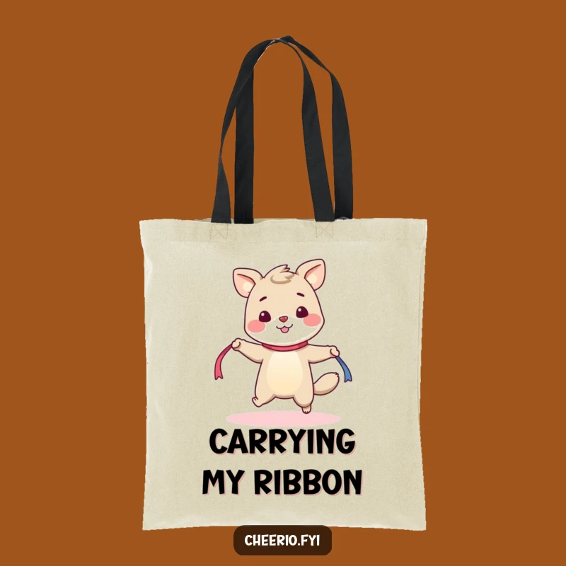 Funny Skipping Animal Tote Bag - Cheerful Ribbon Rope Carry-All