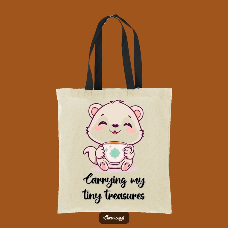 Funny Cute Animal Tote Bag: Stylish Bag with Adorable Animal and Teacup, Nice Funny Gift