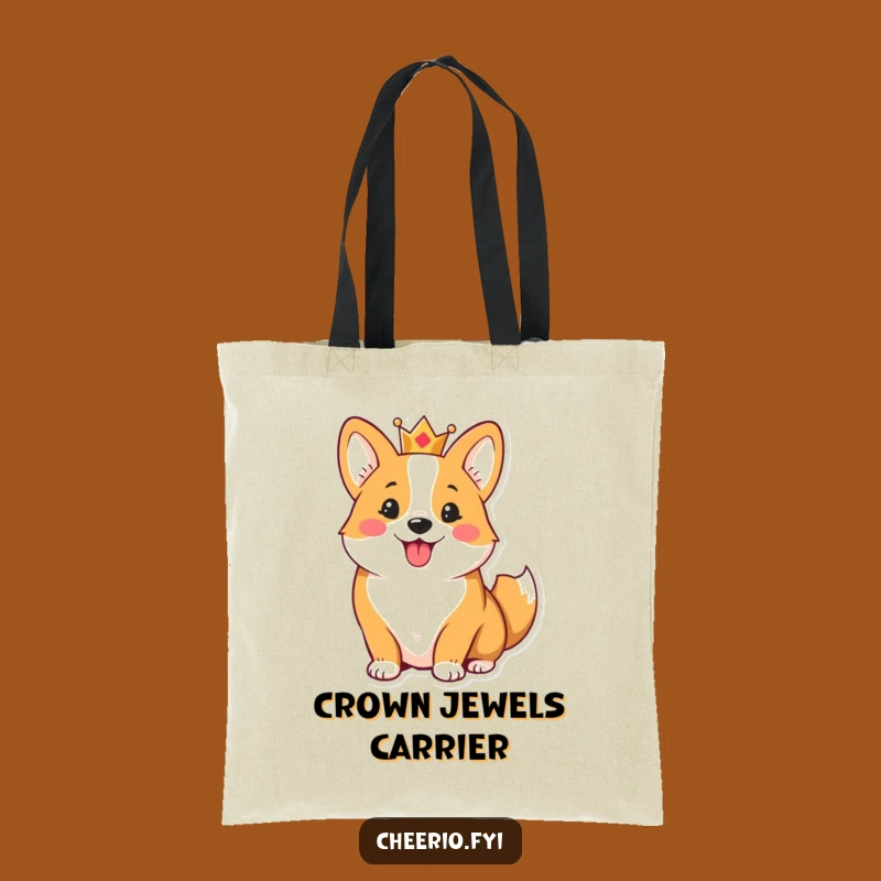 Funny Corgi Crown Tote Bag - Durable & Hilarious Royal Pup Accessory Gift