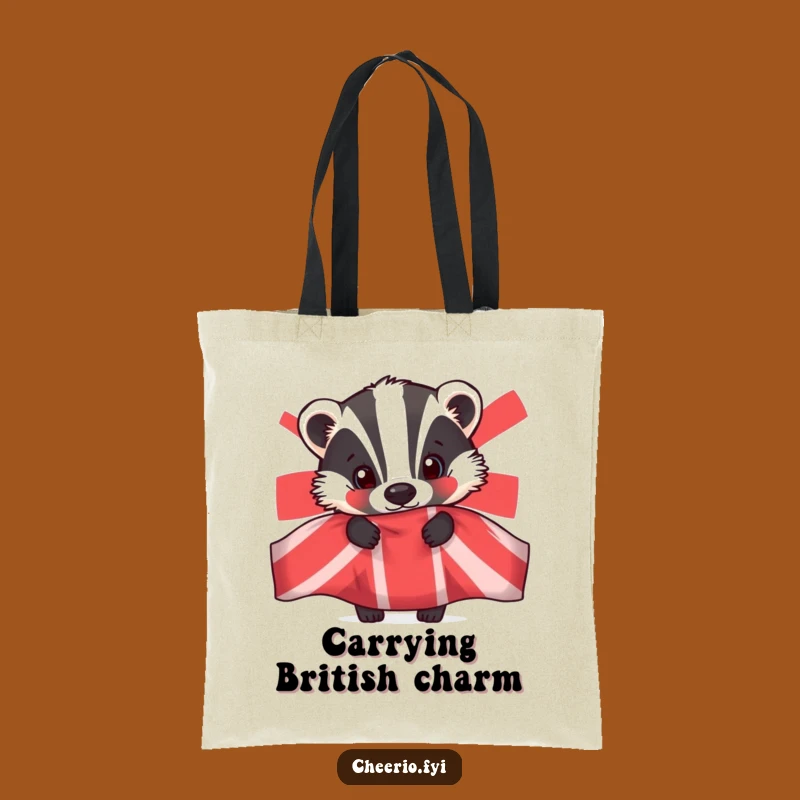 Funny Badger Union Jack Tote Bag: Carry Your Essentials with British Charm
